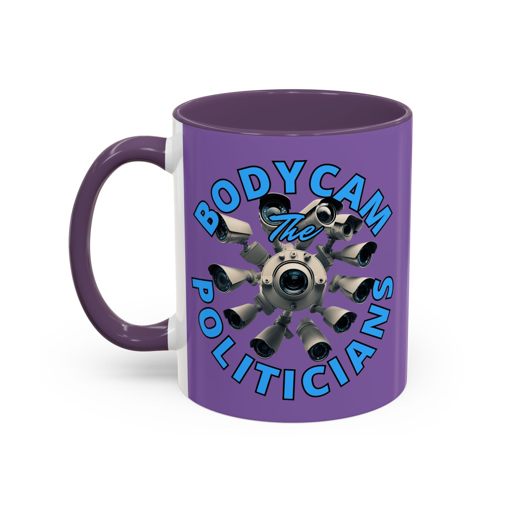Bodycam the Politicians Cameras Light Purple Accent Mug by cypherpunkgear.com – cypherpunkgear.com | Cypherpunk Merch