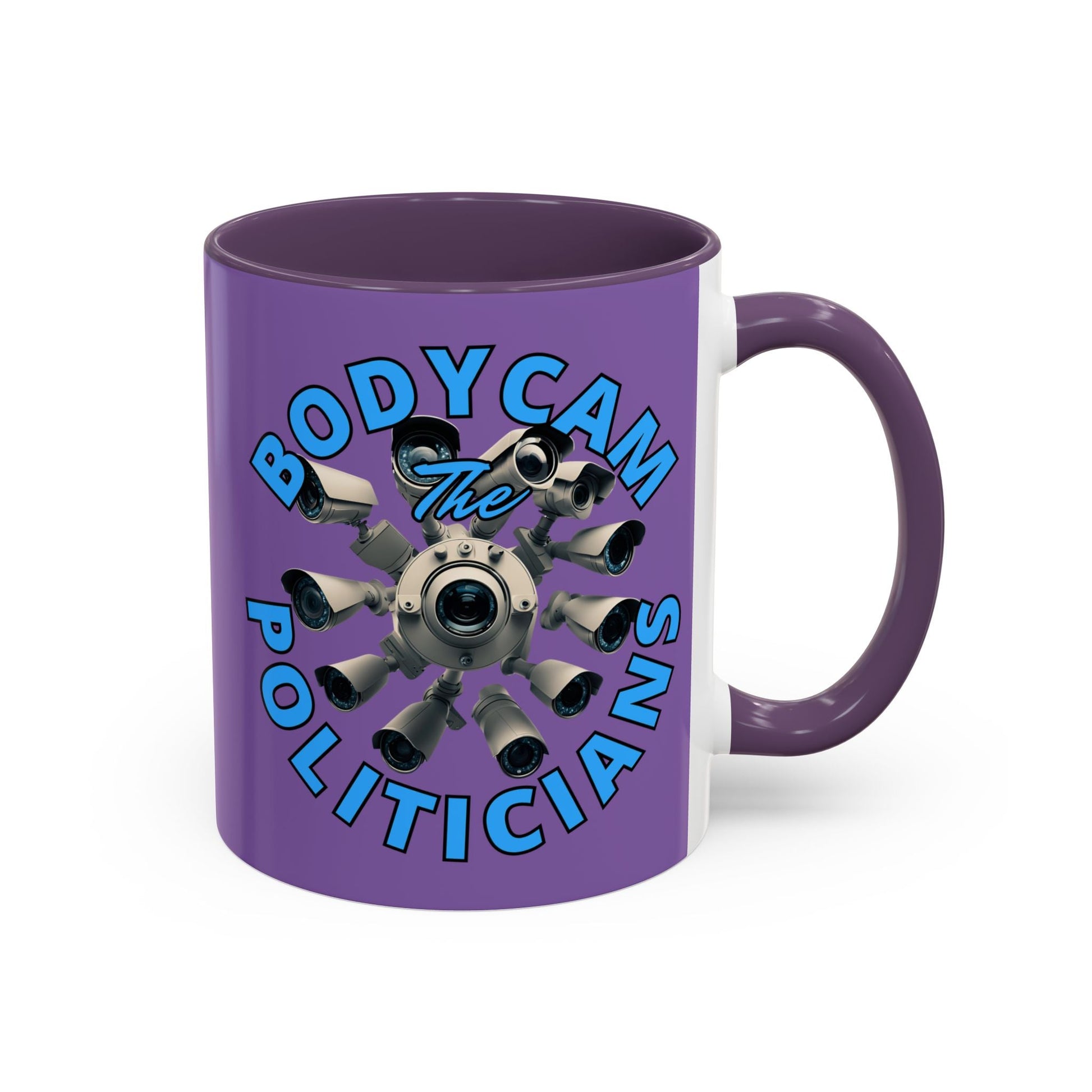 Bodycam the Politicians Cameras Light Purple Accent Mug by cypherpunkgear.com – cypherpunkgear.com | Cypherpunk Merch