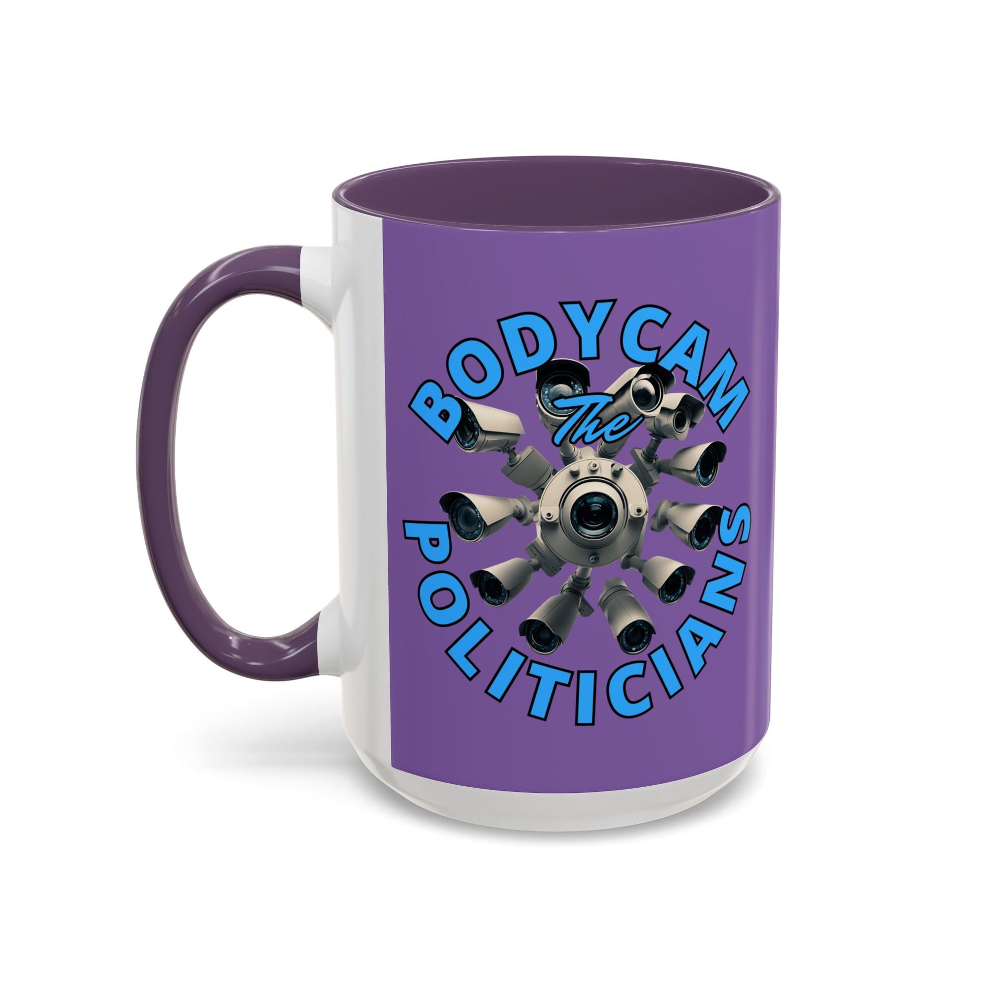 Bodycam the Politicians Cameras Light Purple Accent Mug by cypherpunkgear.com – cypherpunkgear.com | Cypherpunk Merch