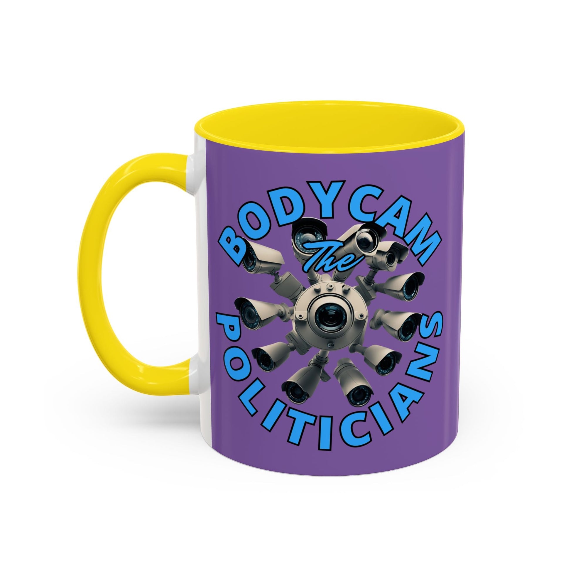 Bodycam the Politicians Cameras Light Purple Accent Mug by cypherpunkgear.com – cypherpunkgear.com | Cypherpunk Merch
