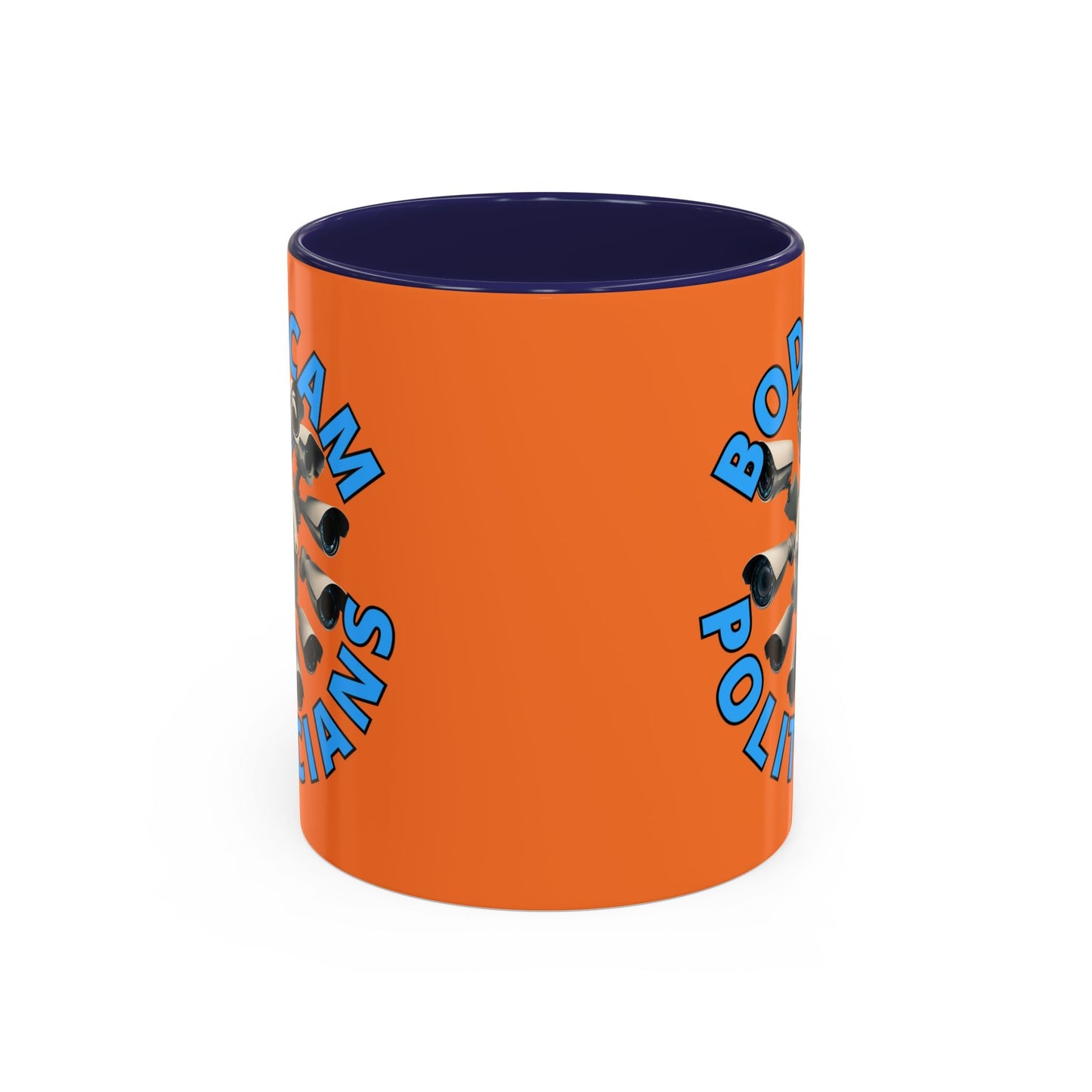 Bodycam the Politicians Cameras Orange Accent Mug by cypherpunkgear.com – cypherpunkgear.com | Cypherpunk Merch