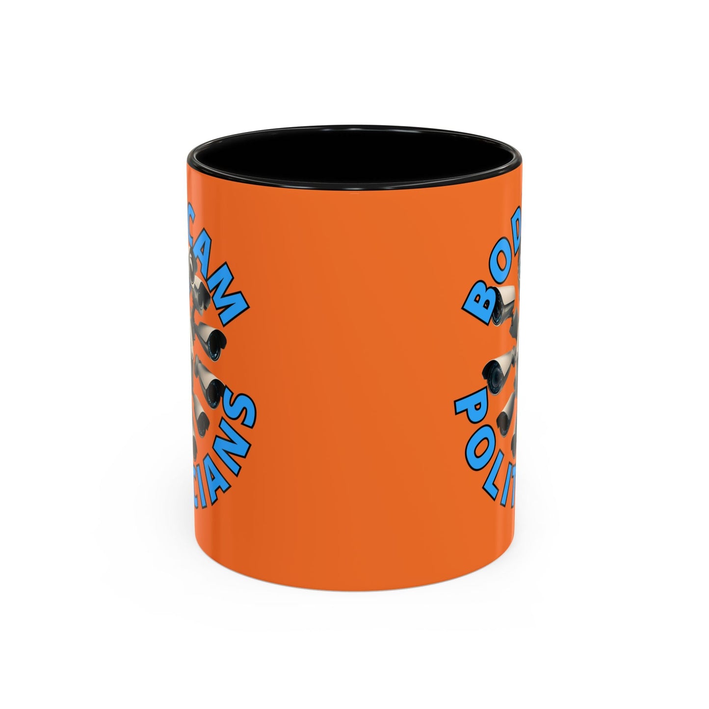 Bodycam the Politicians Cameras Orange Accent Mug by cypherpunkgear.com – cypherpunkgear.com | Cypherpunk Merch