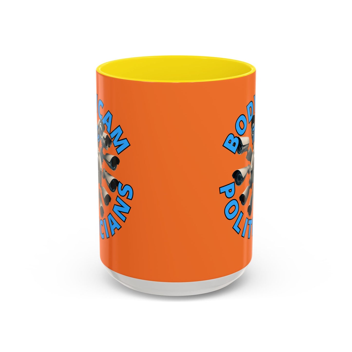 Bodycam the Politicians Cameras Orange Accent Mug by cypherpunkgear.com – cypherpunkgear.com | Cypherpunk Merch