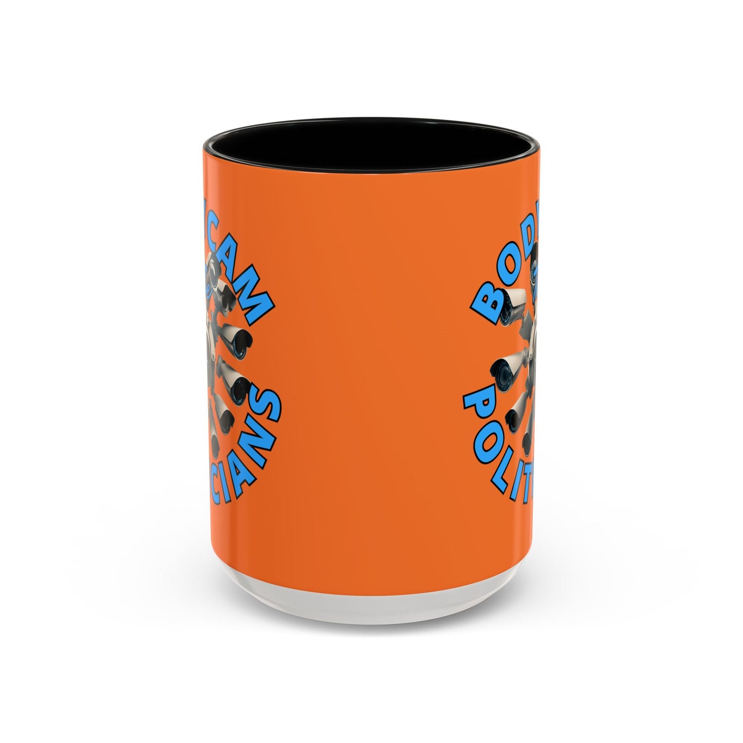 Bodycam the Politicians Cameras Orange Accent Mug by cypherpunkgear.com – cypherpunkgear.com | Cypherpunk Merch