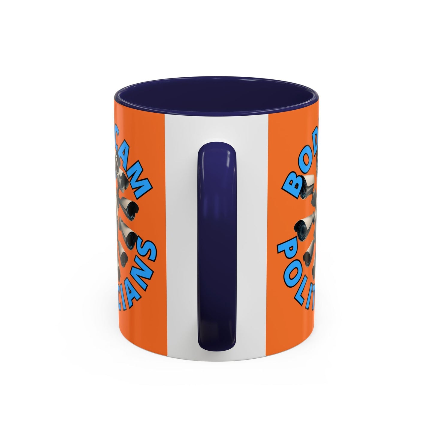 Bodycam the Politicians Cameras Orange Accent Mug by cypherpunkgear.com – cypherpunkgear.com | Cypherpunk Merch