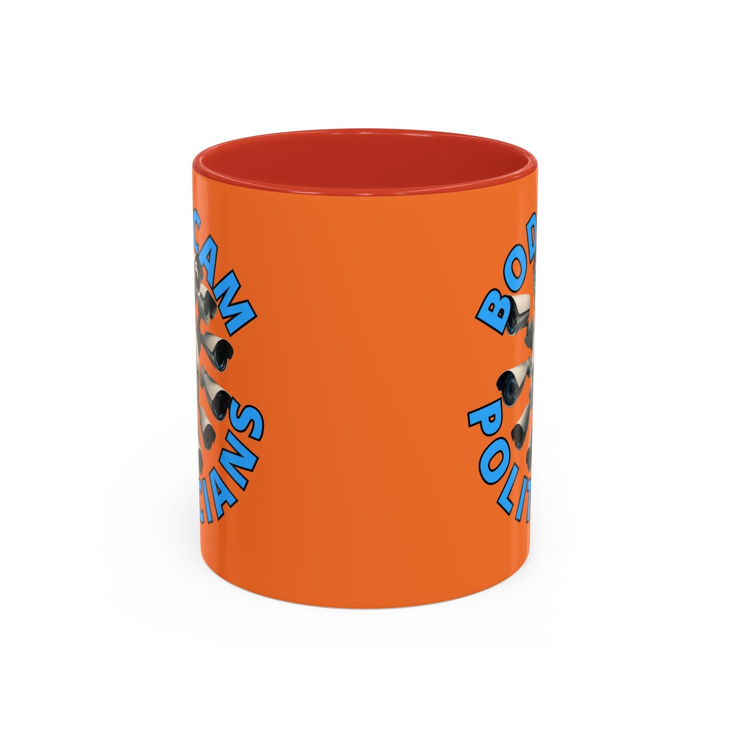 Bodycam the Politicians Cameras Orange Accent Mug by cypherpunkgear.com – cypherpunkgear.com | Cypherpunk Merch