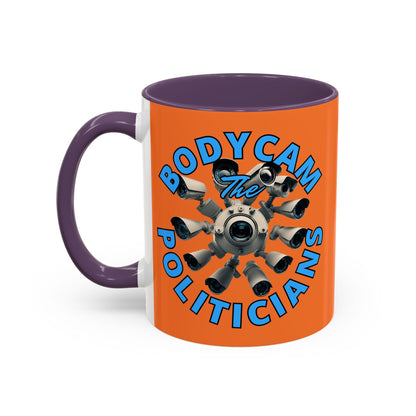 Bodycam the Politicians Cameras Orange Accent Mug by cypherpunkgear.com – cypherpunkgear.com | Cypherpunk Merch