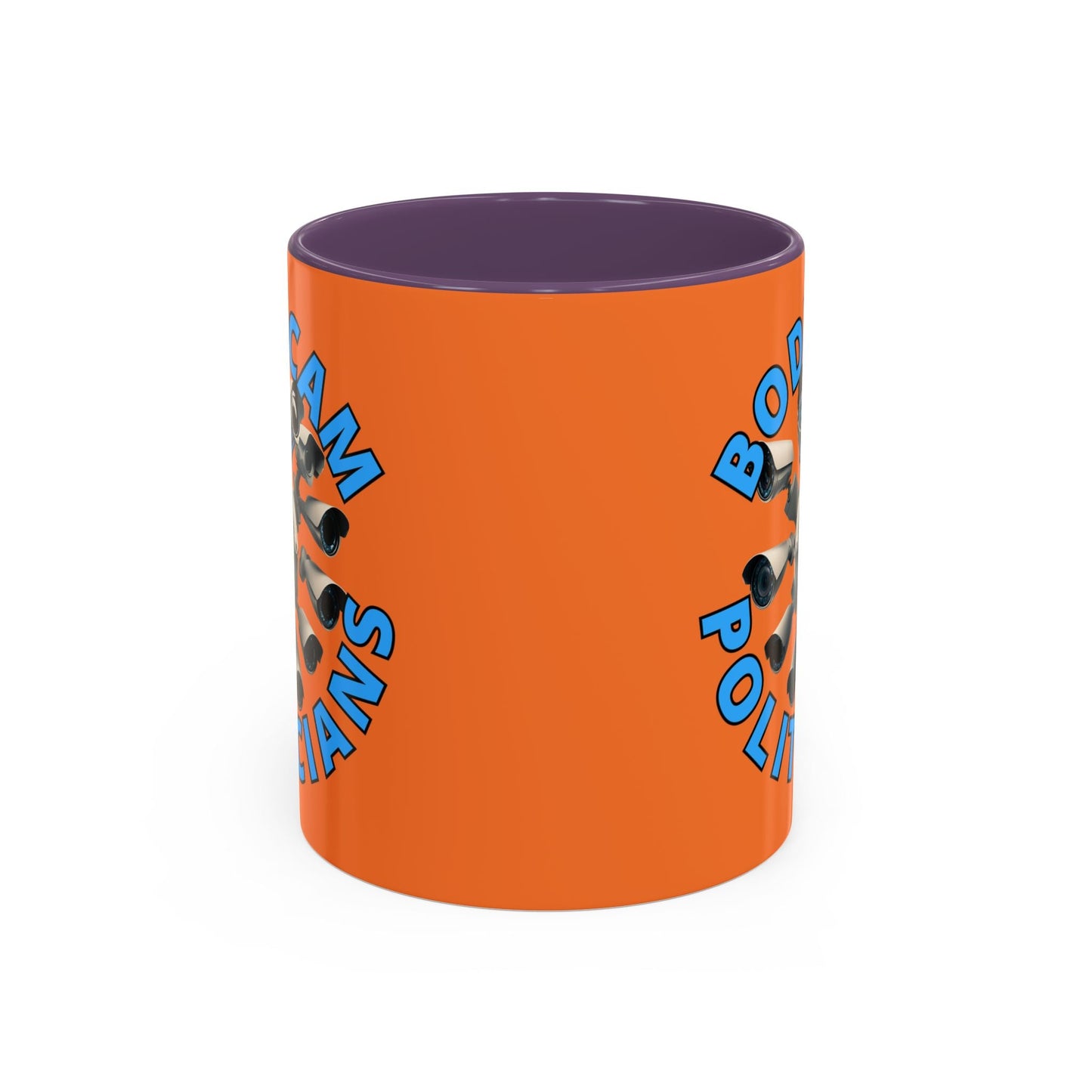 Bodycam the Politicians Cameras Orange Accent Mug by cypherpunkgear.com – cypherpunkgear.com | Cypherpunk Merch
