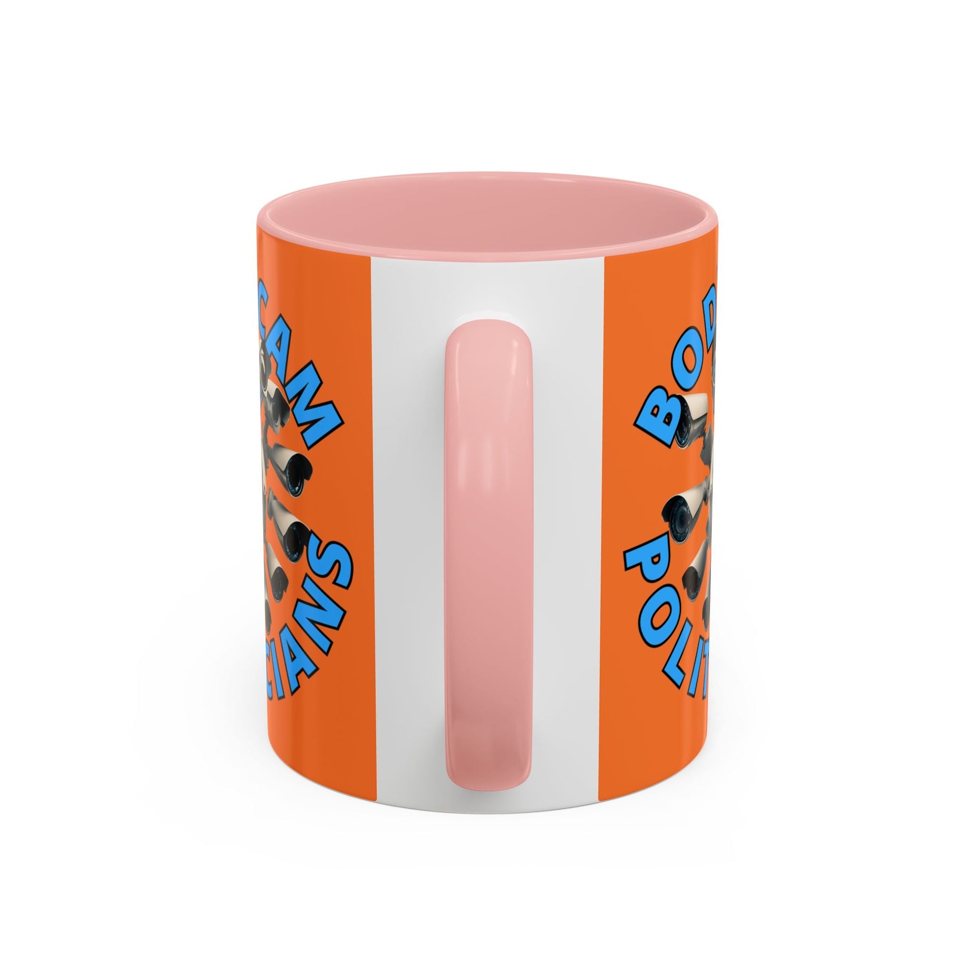 Bodycam the Politicians Cameras Orange Accent Mug by cypherpunkgear.com – cypherpunkgear.com | Cypherpunk Merch