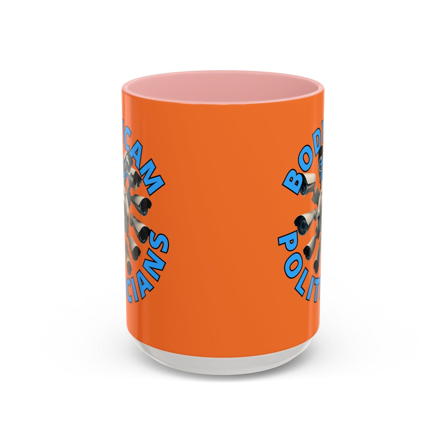 Bodycam the Politicians Cameras Orange Accent Mug by cypherpunkgear.com – cypherpunkgear.com | Cypherpunk Merch