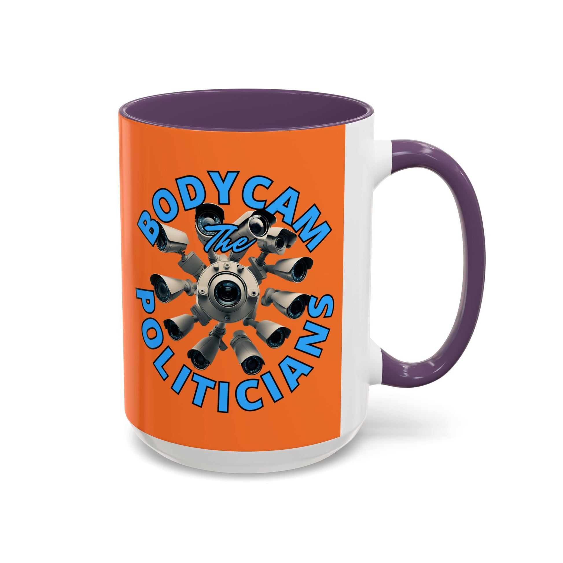Bodycam the Politicians Cameras Orange Accent Mug by cypherpunkgear.com – cypherpunkgear.com | Cypherpunk Merch