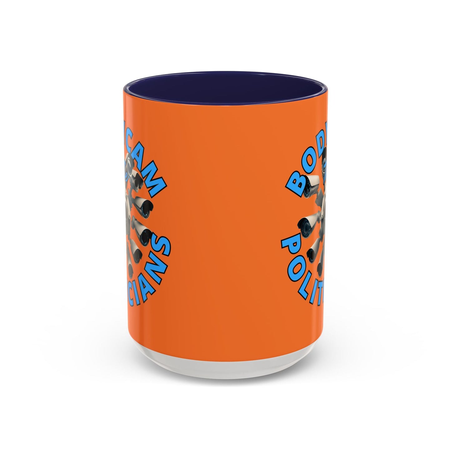 Bodycam the Politicians Cameras Orange Accent Mug by cypherpunkgear.com – cypherpunkgear.com | Cypherpunk Merch