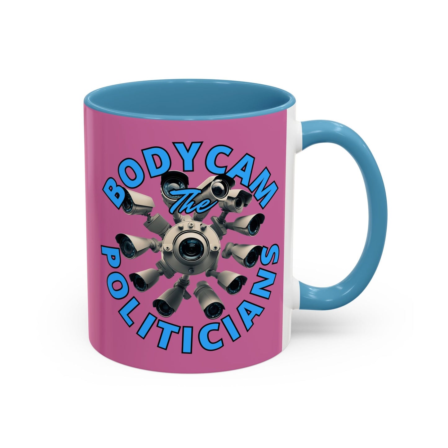 Bodycam the Politicians Cameras Pink Accent Mug by cypherpunkgear.com – cypherpunkgear.com | Cypherpunk Merch