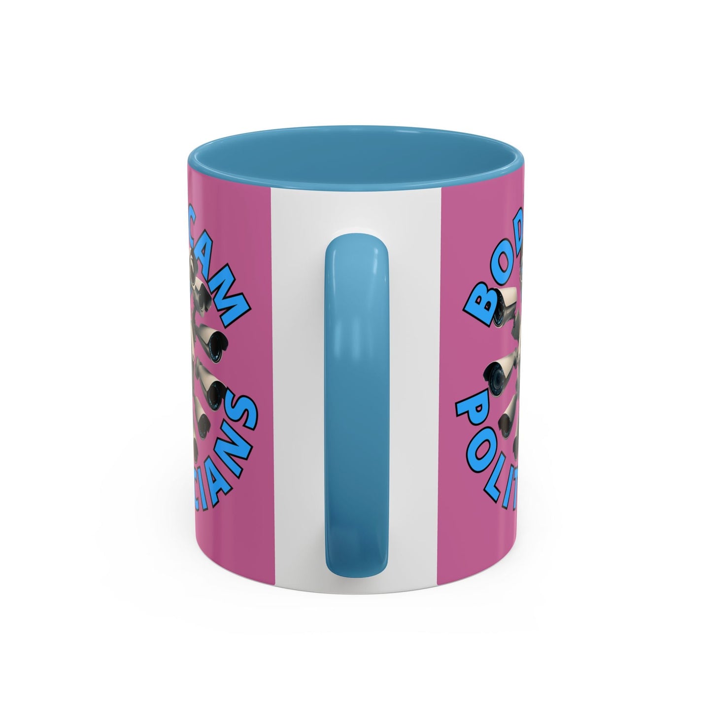 Bodycam the Politicians Cameras Pink Accent Mug by cypherpunkgear.com – cypherpunkgear.com | Cypherpunk Merch