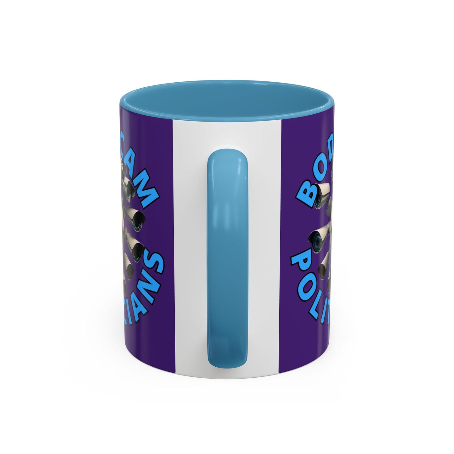 Bodycam the Politicians Cameras Purple Accent Mug by cypherpunkgear.com – cypherpunkgear.com | Cypherpunk Merch