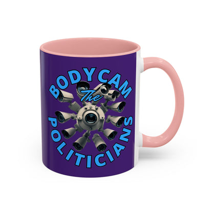 Bodycam the Politicians Cameras Purple Accent Mug by cypherpunkgear.com – cypherpunkgear.com | Cypherpunk Merch