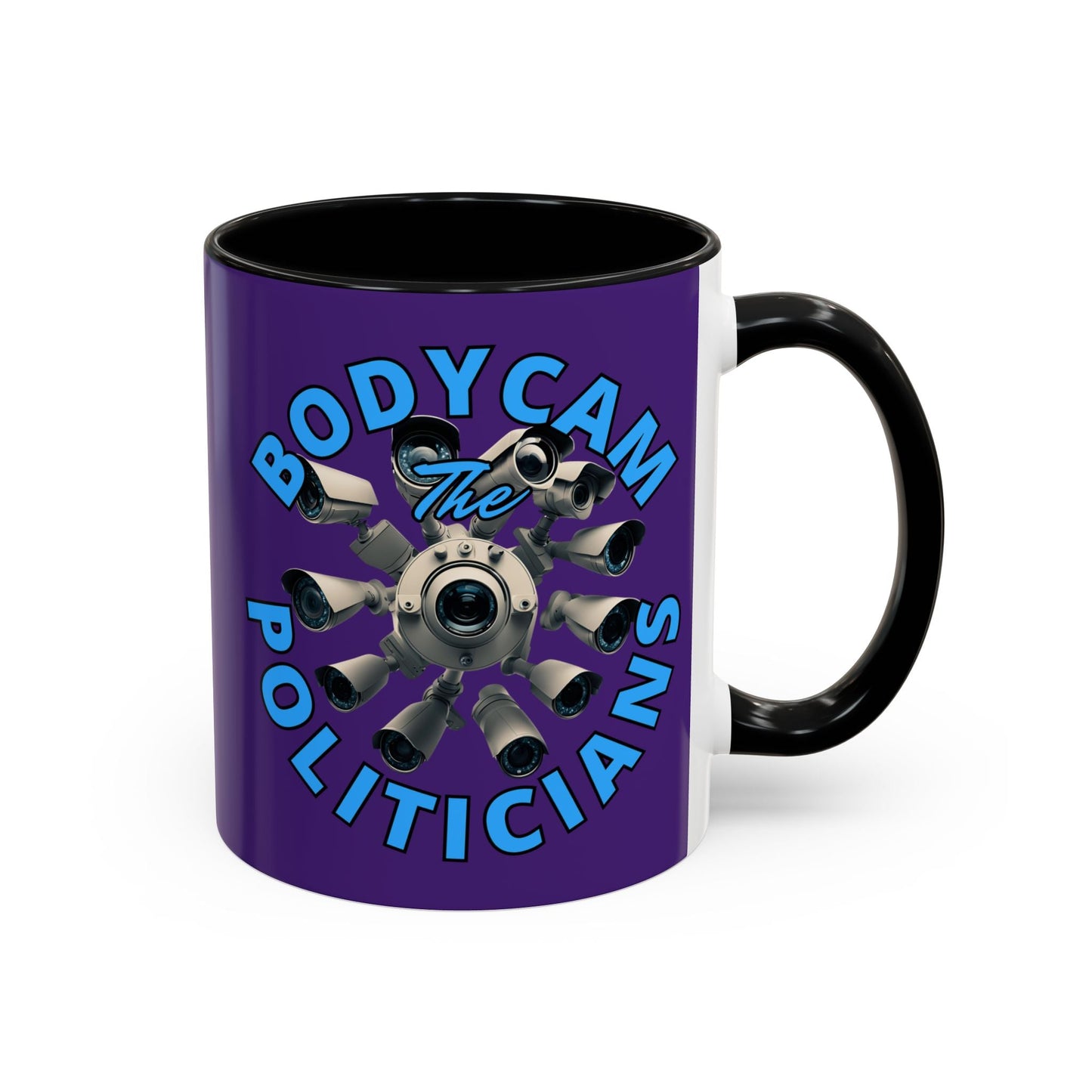 Bodycam the Politicians Cameras Purple Accent Mug by cypherpunkgear.com – cypherpunkgear.com | Cypherpunk Merch
