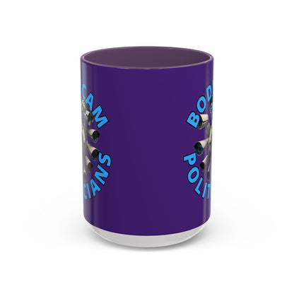 Bodycam the Politicians Cameras Purple Accent Mug by cypherpunkgear.com – cypherpunkgear.com | Cypherpunk Merch