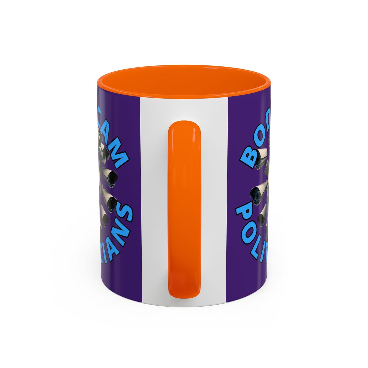 Bodycam the Politicians Cameras Purple Accent Mug by cypherpunkgear.com – cypherpunkgear.com | Cypherpunk Merch