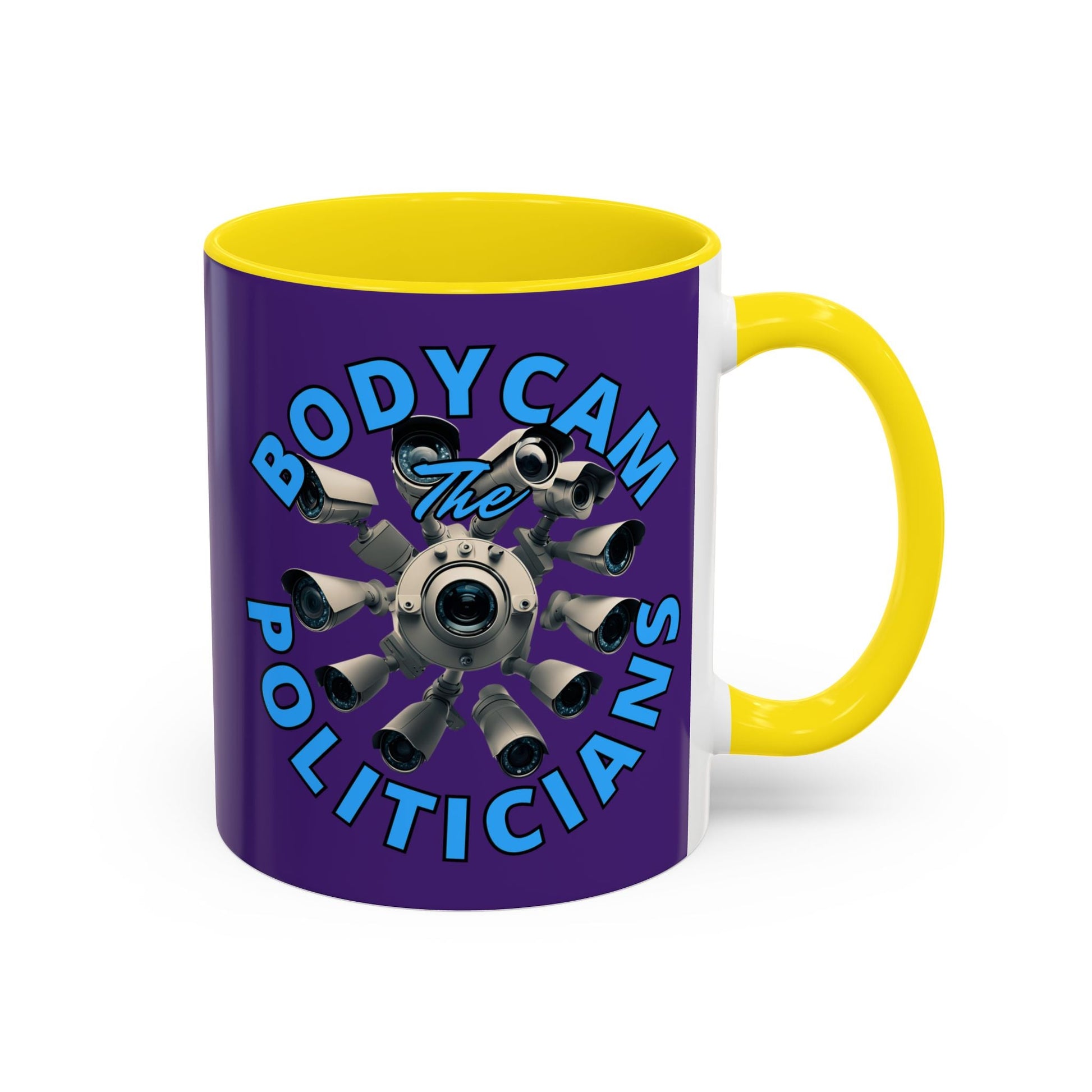 Bodycam the Politicians Cameras Purple Accent Mug by cypherpunkgear.com – cypherpunkgear.com | Cypherpunk Merch