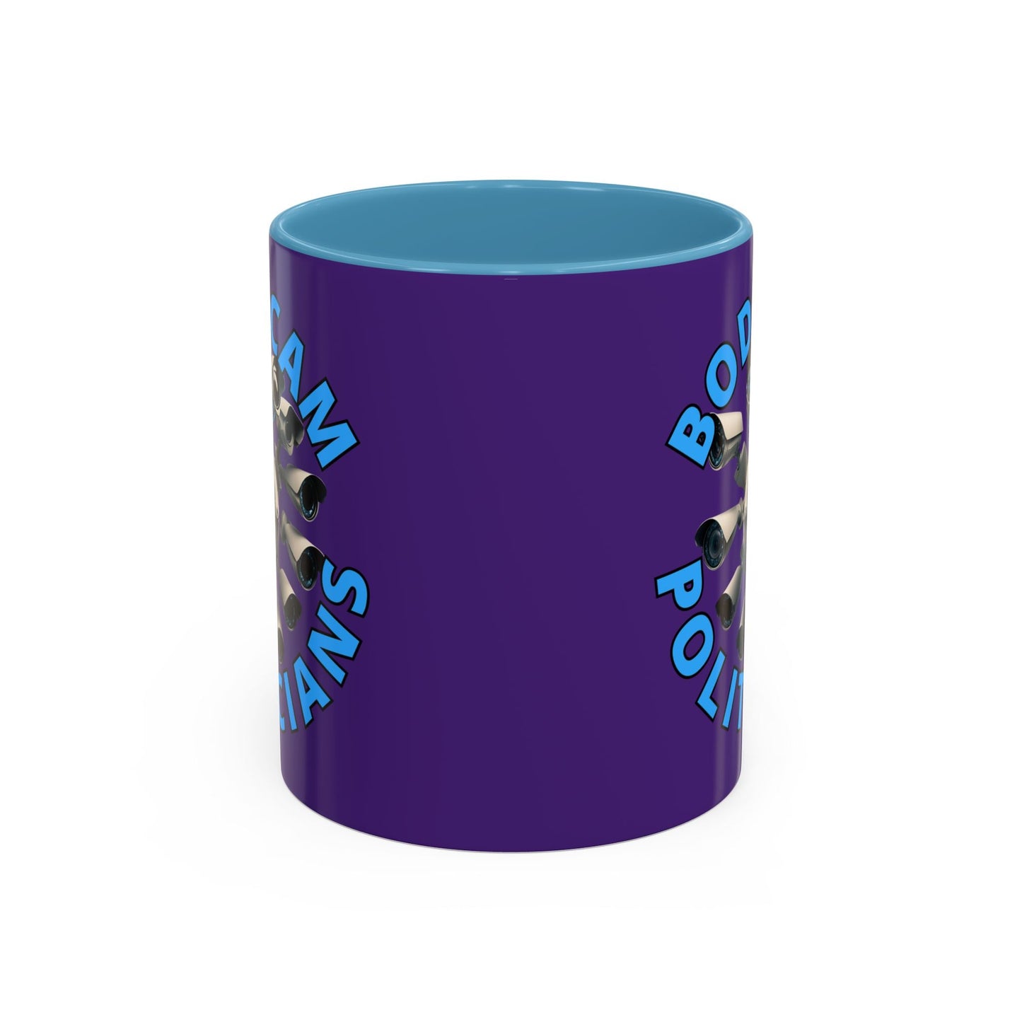 Bodycam the Politicians Cameras Purple Accent Mug by cypherpunkgear.com – cypherpunkgear.com | Cypherpunk Merch