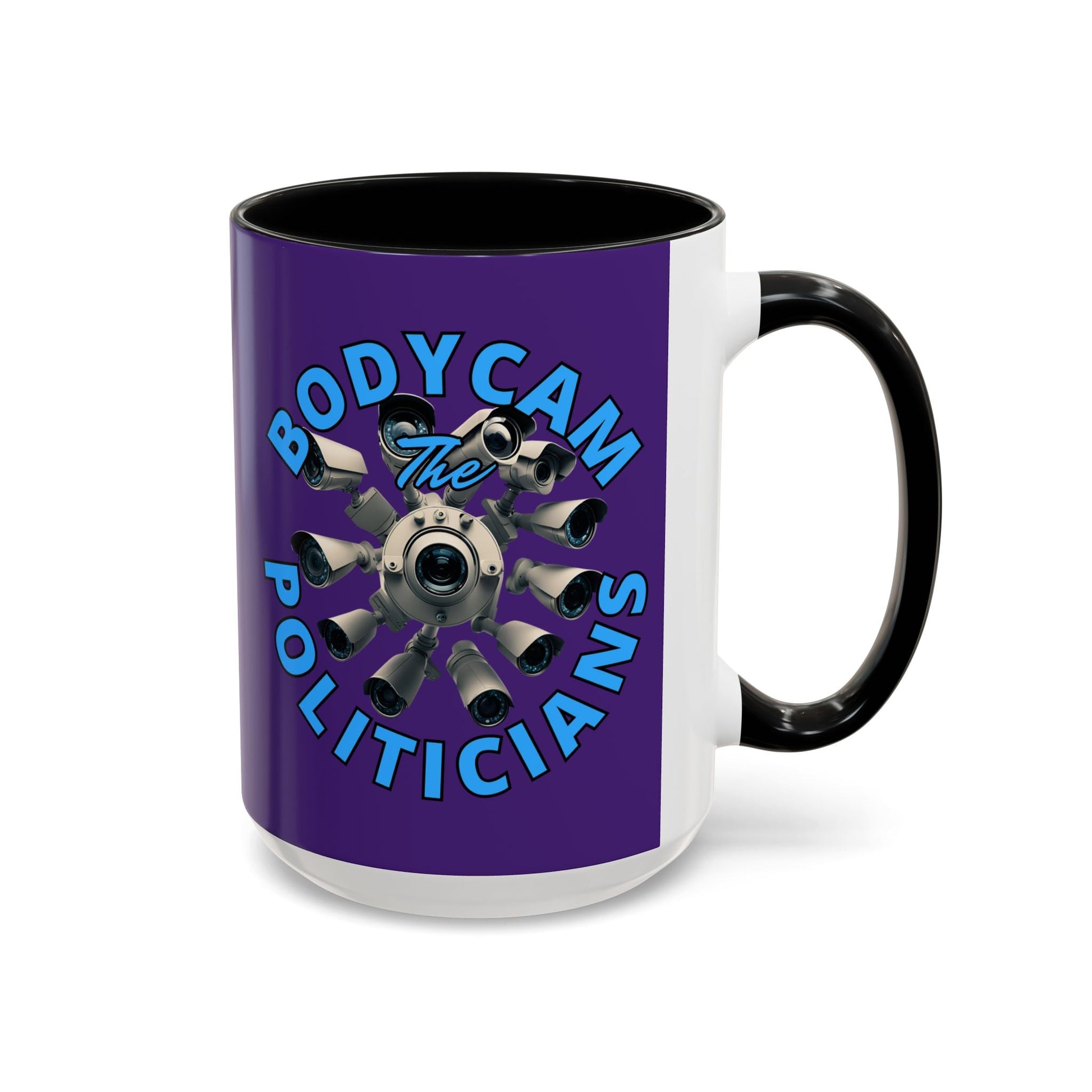 Bodycam the Politicians Cameras Purple Accent Mug by cypherpunkgear.com – cypherpunkgear.com | Cypherpunk Merch
