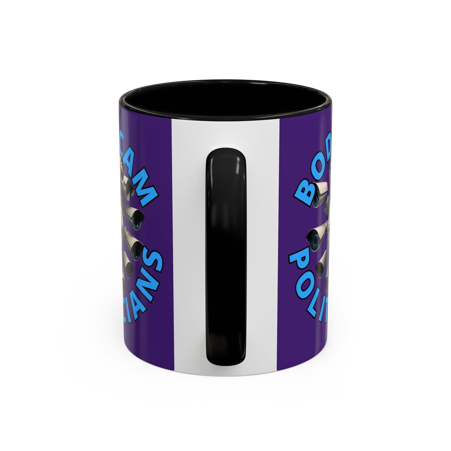 Bodycam the Politicians Cameras Purple Accent Mug by cypherpunkgear.com – cypherpunkgear.com | Cypherpunk Merch