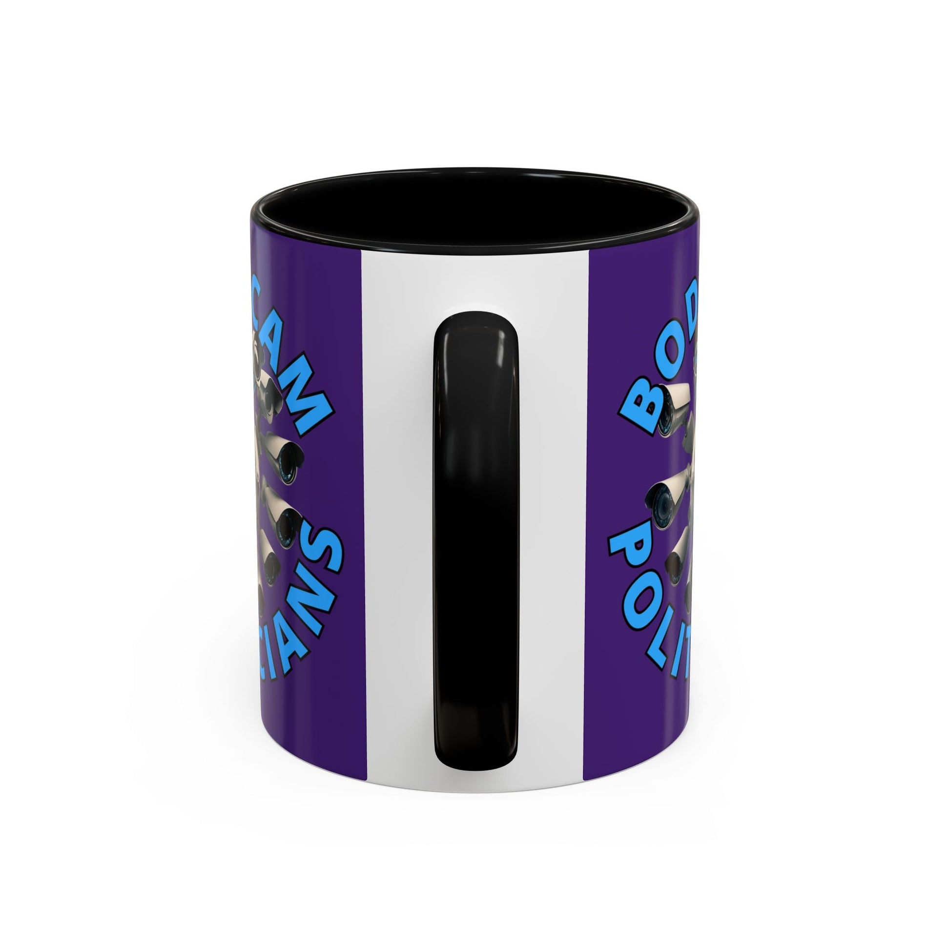 Bodycam the Politicians Cameras Purple Accent Mug by cypherpunkgear.com – cypherpunkgear.com | Cypherpunk Merch