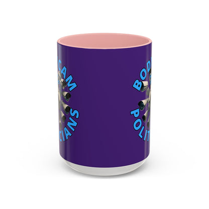 Bodycam the Politicians Cameras Purple Accent Mug by cypherpunkgear.com – cypherpunkgear.com | Cypherpunk Merch