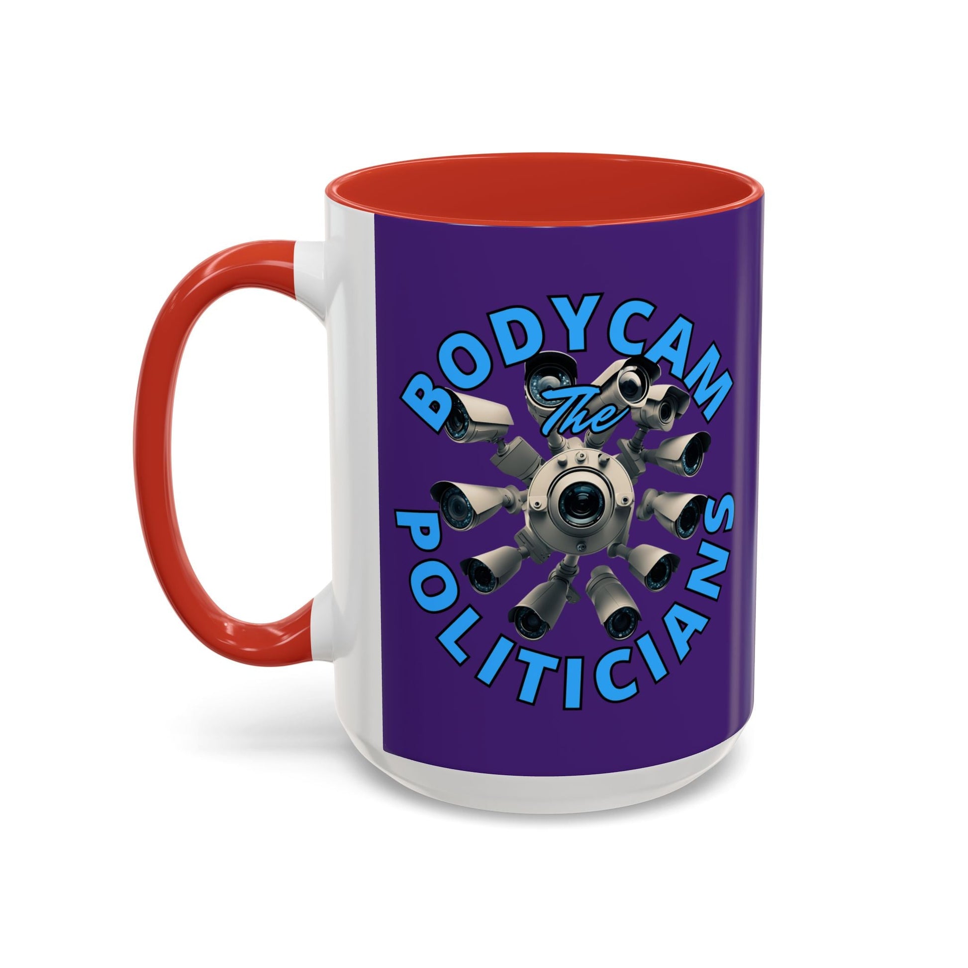 Bodycam the Politicians Cameras Purple Accent Mug by cypherpunkgear.com – cypherpunkgear.com | Cypherpunk Merch