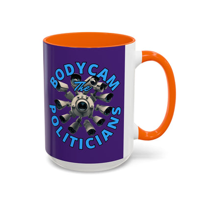 Bodycam the Politicians Cameras Purple Accent Mug by cypherpunkgear.com – cypherpunkgear.com | Cypherpunk Merch