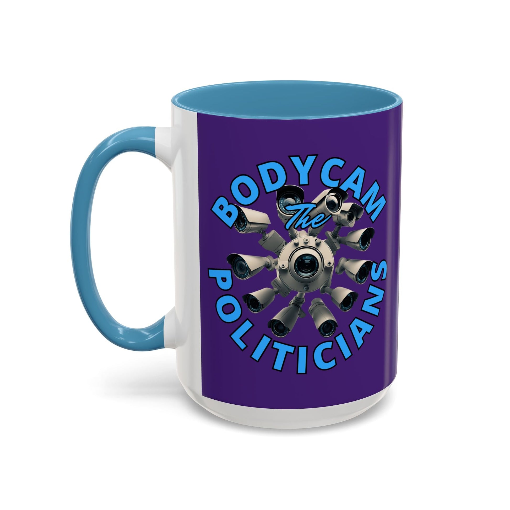 Bodycam the Politicians Cameras Purple Accent Mug by cypherpunkgear.com – cypherpunkgear.com | Cypherpunk Merch