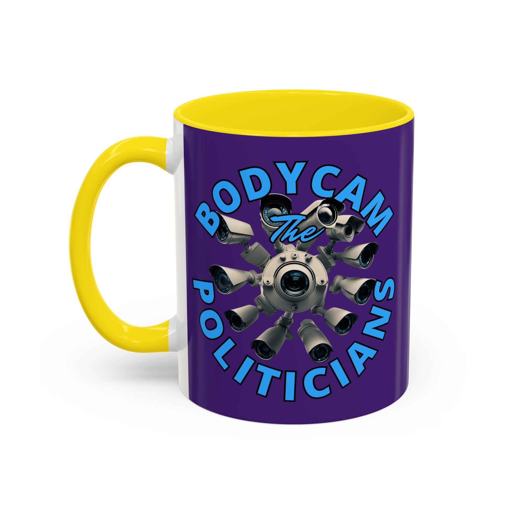 Bodycam the Politicians Cameras Purple Accent Mug by cypherpunkgear.com – cypherpunkgear.com | Cypherpunk Merch