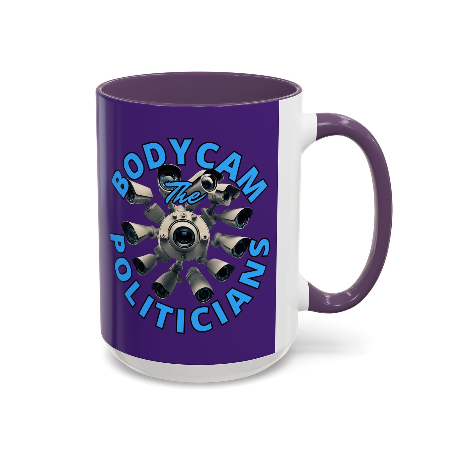 Bodycam the Politicians Cameras Purple Accent Mug by cypherpunkgear.com – cypherpunkgear.com | Cypherpunk Merch