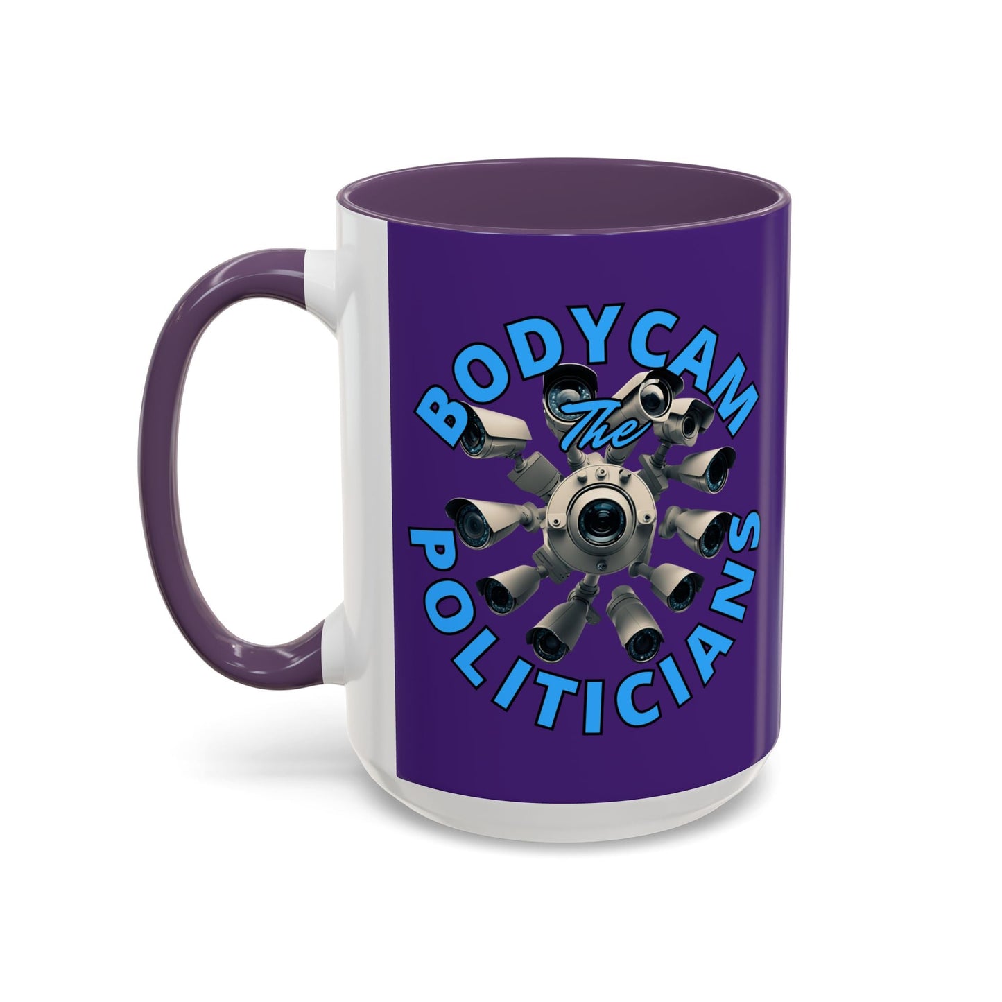 Bodycam the Politicians Cameras Purple Accent Mug by cypherpunkgear.com – cypherpunkgear.com | Cypherpunk Merch