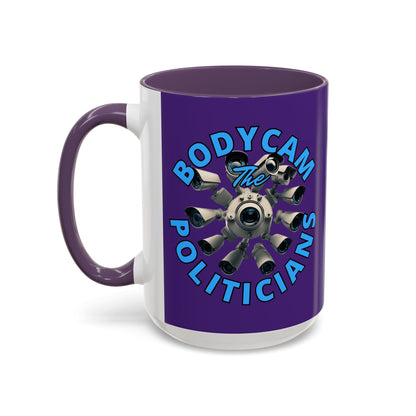 Bodycam the Politicians Cameras Purple Accent Mug by cypherpunkgear.com – cypherpunkgear.com | Cypherpunk Merch