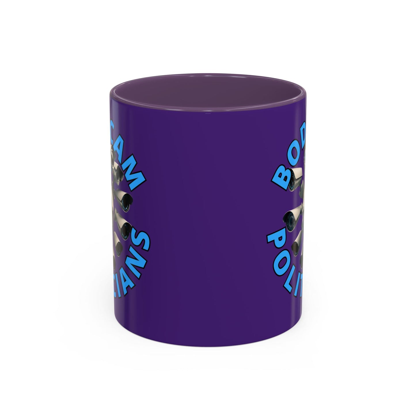 Bodycam the Politicians Cameras Purple Accent Mug by cypherpunkgear.com – cypherpunkgear.com | Cypherpunk Merch