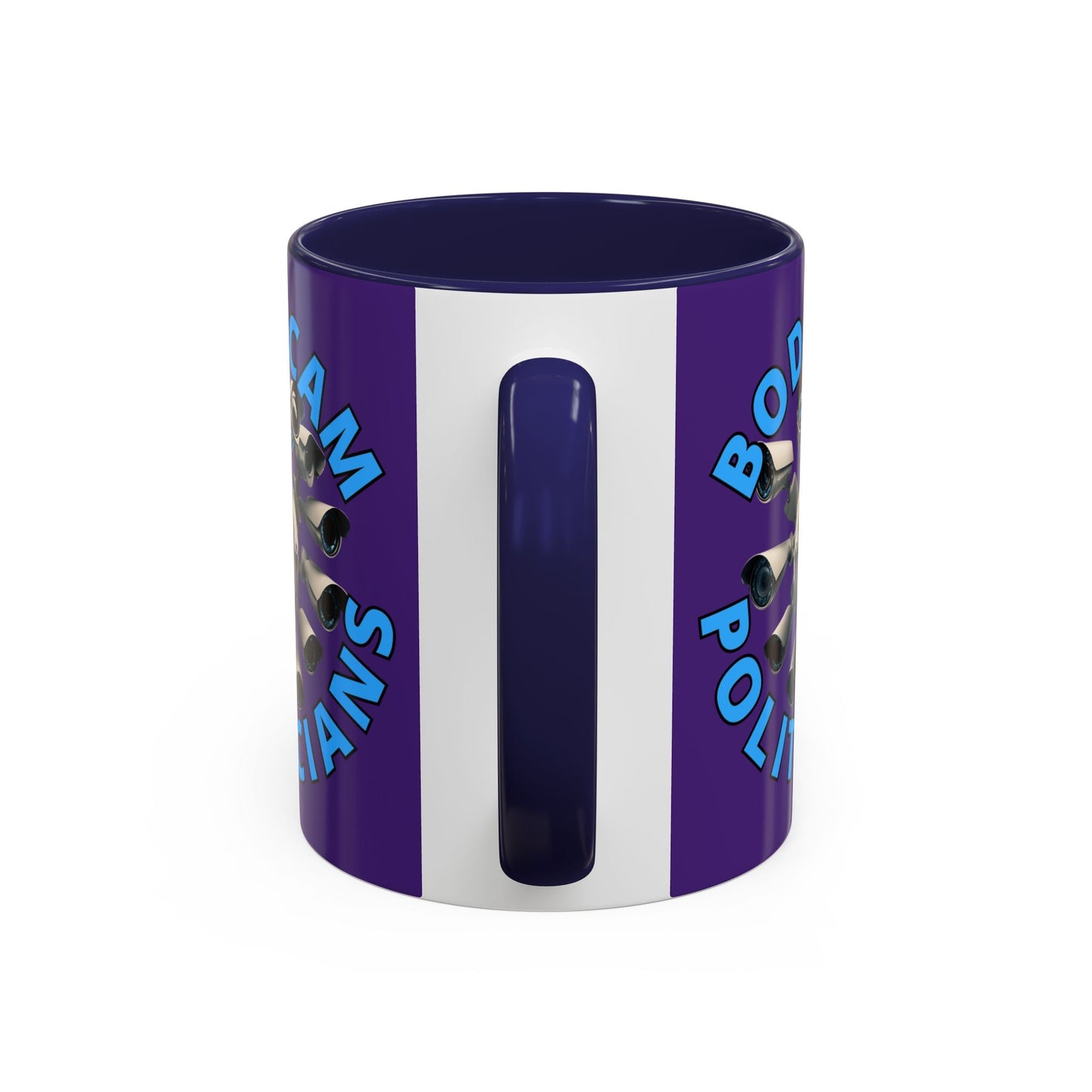 Bodycam the Politicians Cameras Purple Accent Mug by cypherpunkgear.com – cypherpunkgear.com | Cypherpunk Merch
