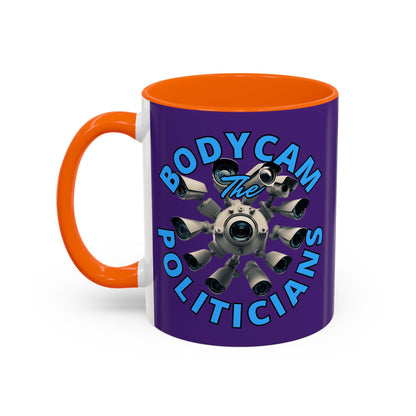 Bodycam the Politicians Cameras Purple Accent Mug by cypherpunkgear.com – cypherpunkgear.com | Cypherpunk Merch
