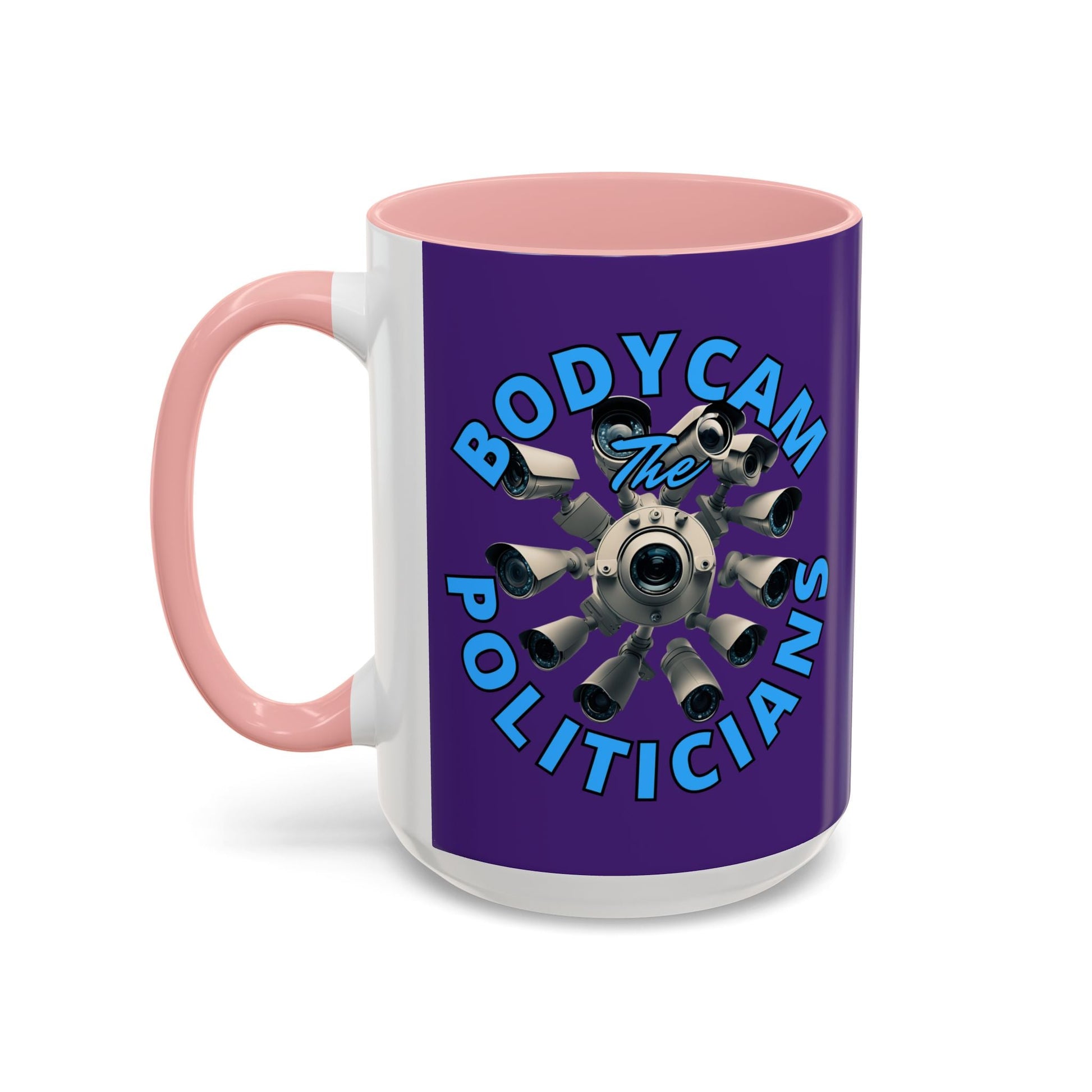 Bodycam the Politicians Cameras Purple Accent Mug by cypherpunkgear.com – cypherpunkgear.com | Cypherpunk Merch