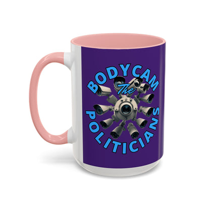 Bodycam the Politicians Cameras Purple Accent Mug by cypherpunkgear.com – cypherpunkgear.com | Cypherpunk Merch