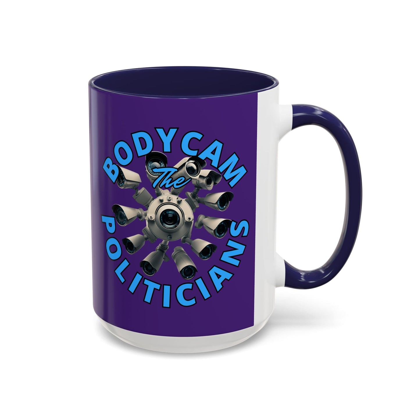 Bodycam the Politicians Cameras Purple Accent Mug by cypherpunkgear.com – cypherpunkgear.com | Cypherpunk Merch