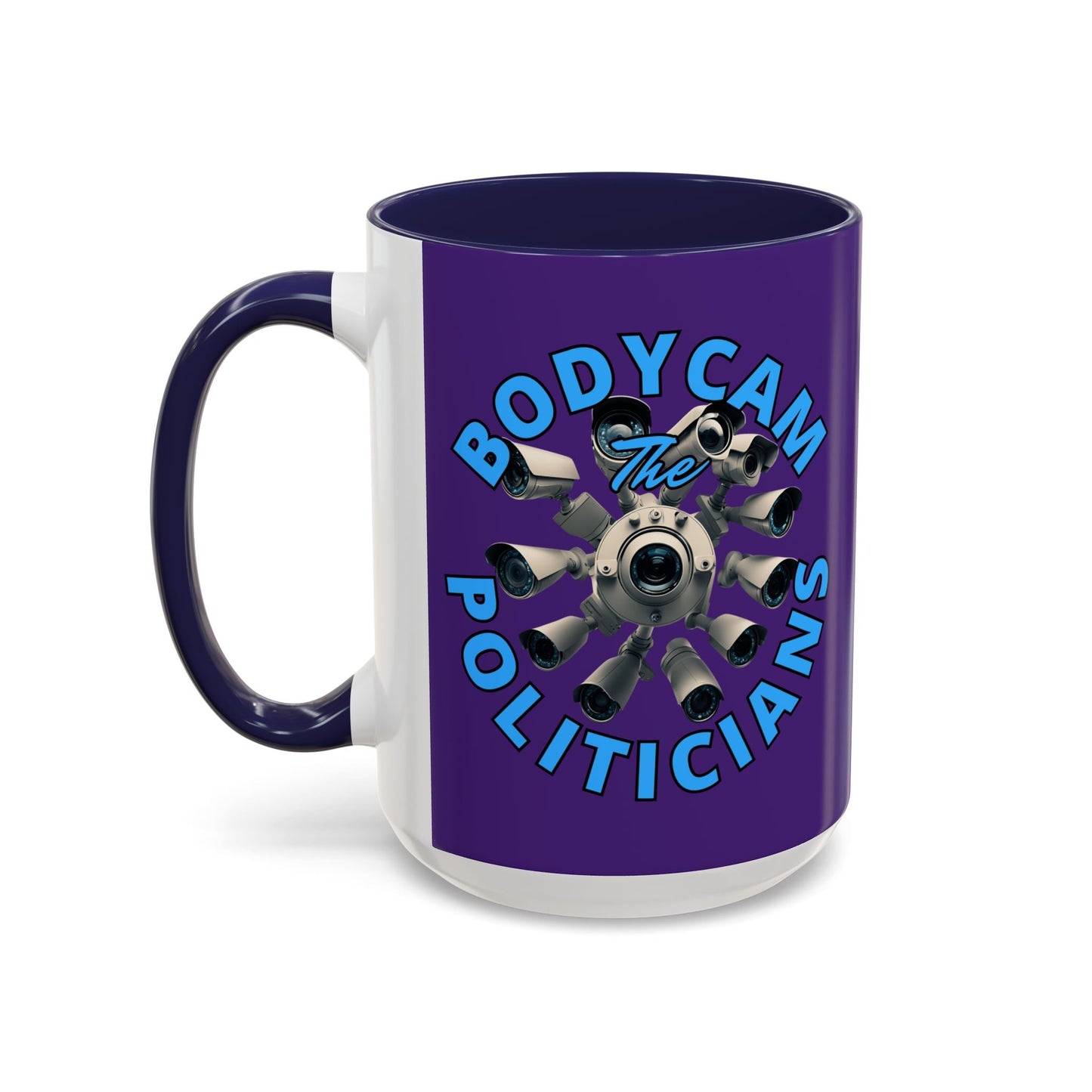 Bodycam the Politicians Cameras Purple Accent Mug by cypherpunkgear.com – cypherpunkgear.com | Cypherpunk Merch