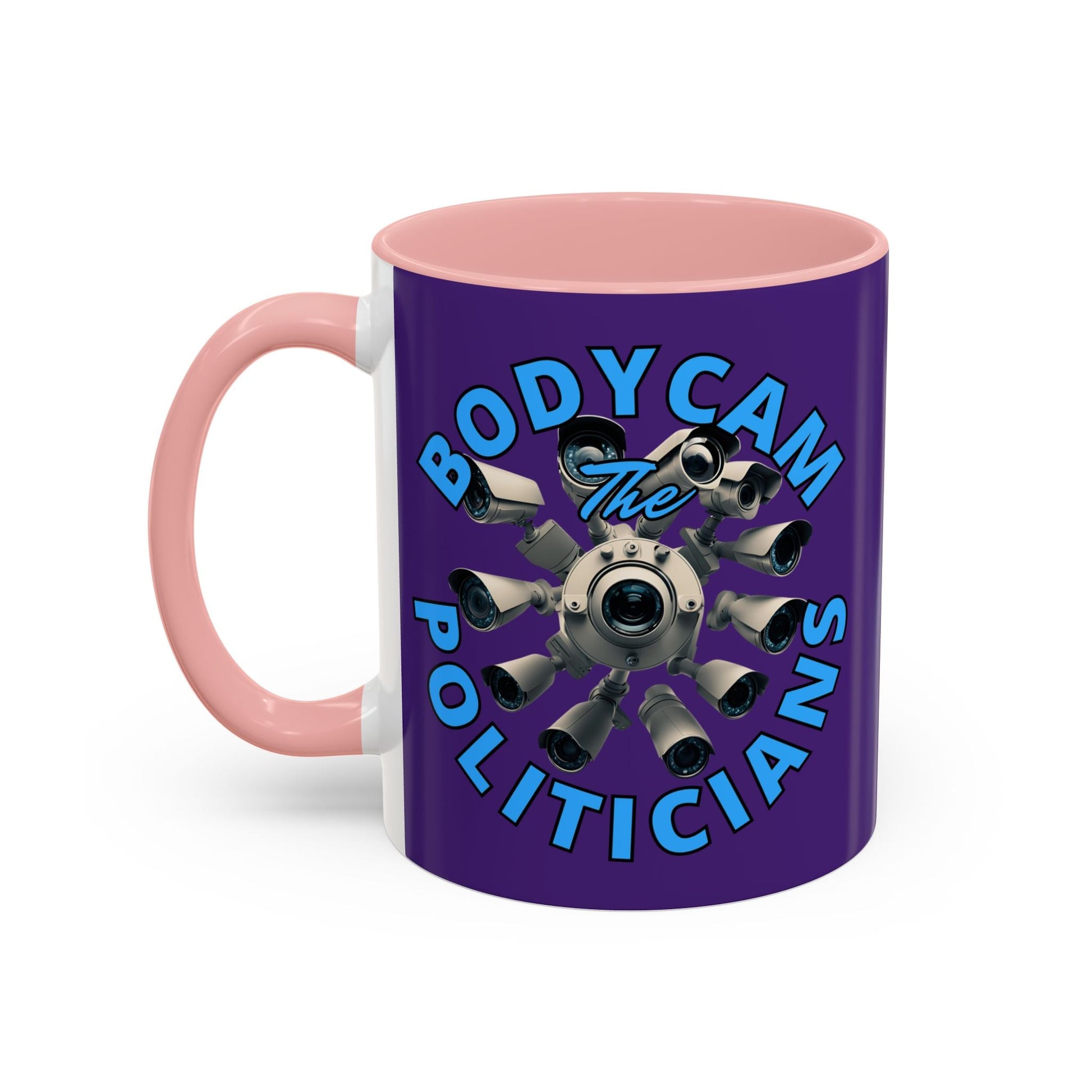 Bodycam the Politicians Cameras Purple Accent Mug by cypherpunkgear.com – cypherpunkgear.com | Cypherpunk Merch