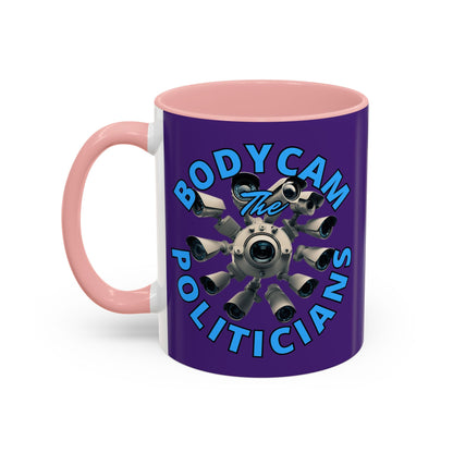 Bodycam the Politicians Cameras Purple Accent Mug by cypherpunkgear.com – cypherpunkgear.com | Cypherpunk Merch