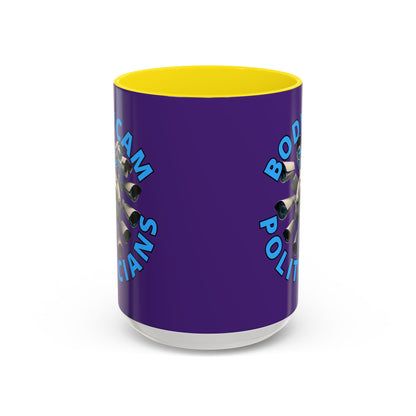 Bodycam the Politicians Cameras Purple Accent Mug by cypherpunkgear.com – cypherpunkgear.com | Cypherpunk Merch