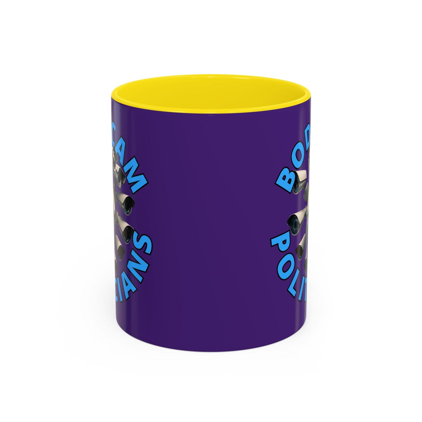 Bodycam the Politicians Cameras Purple Accent Mug by cypherpunkgear.com – cypherpunkgear.com | Cypherpunk Merch