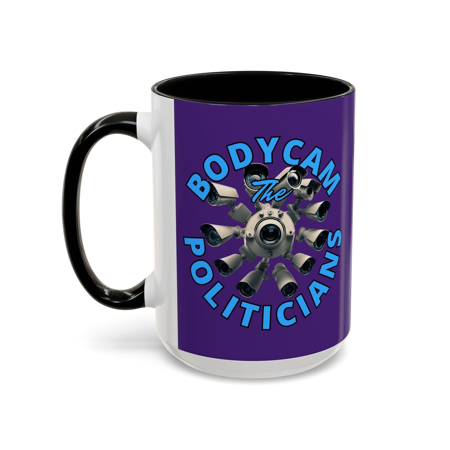 Bodycam the Politicians Cameras Purple Accent Mug by cypherpunkgear.com – cypherpunkgear.com | Cypherpunk Merch
