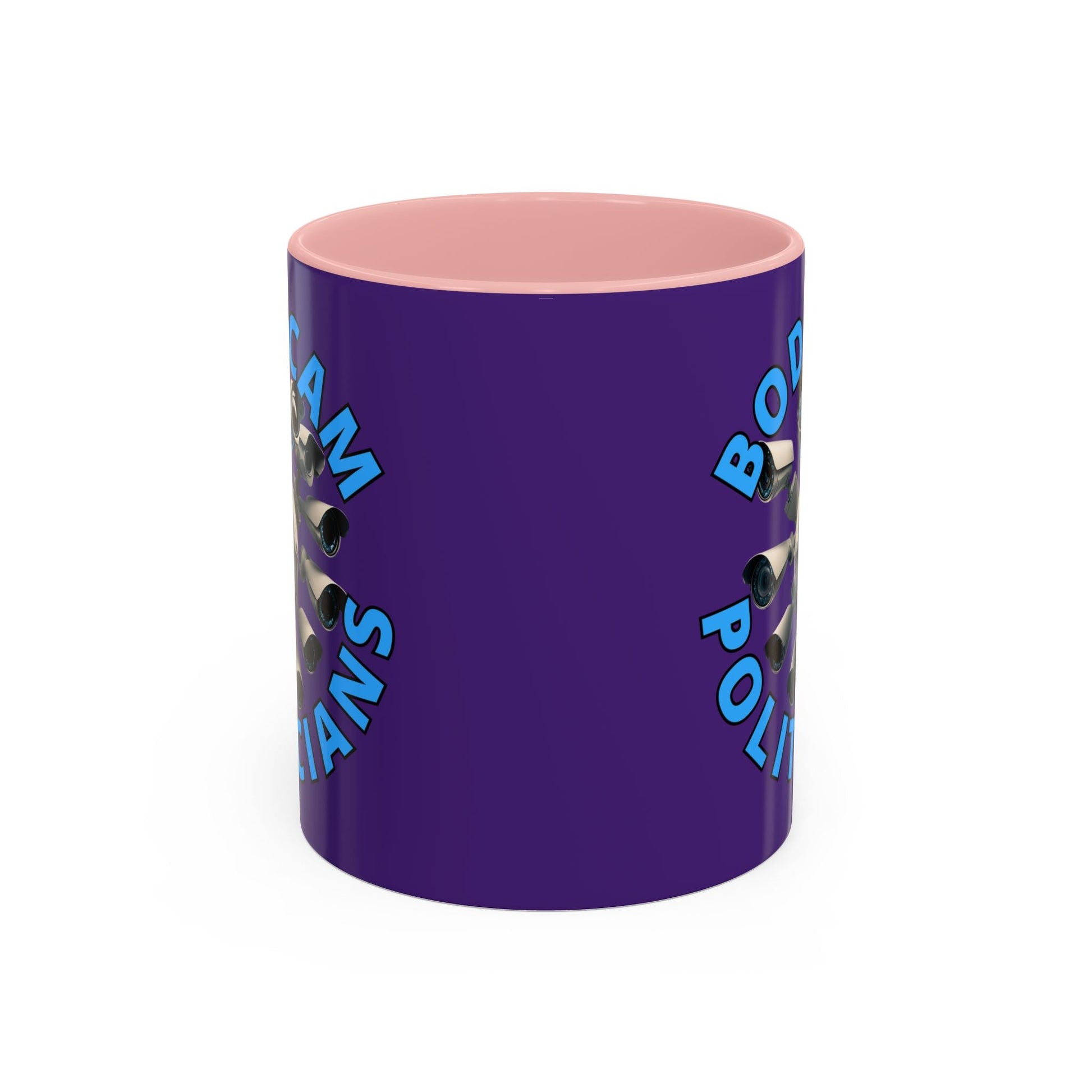 Bodycam the Politicians Cameras Purple Accent Mug by cypherpunkgear.com – cypherpunkgear.com | Cypherpunk Merch