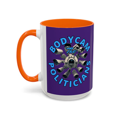 Bodycam the Politicians Cameras Purple Accent Mug by cypherpunkgear.com – cypherpunkgear.com | Cypherpunk Merch